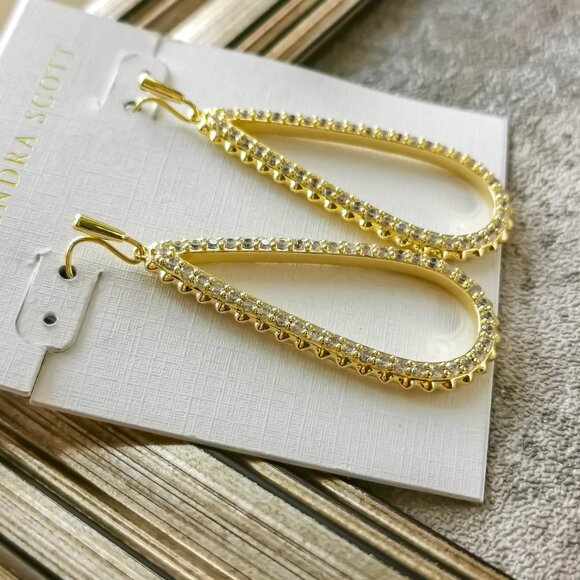 Kendra Scott Payton Gold White Crystal Earrings - Picture 2 of 3